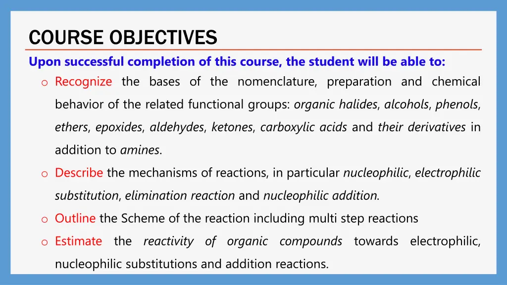 course objectives
