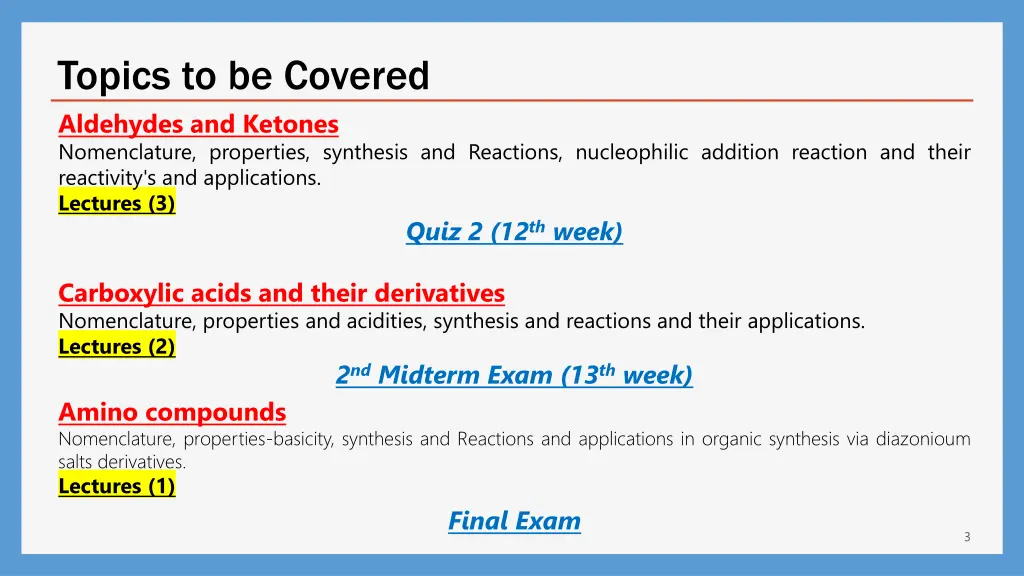 topics to be covered 1