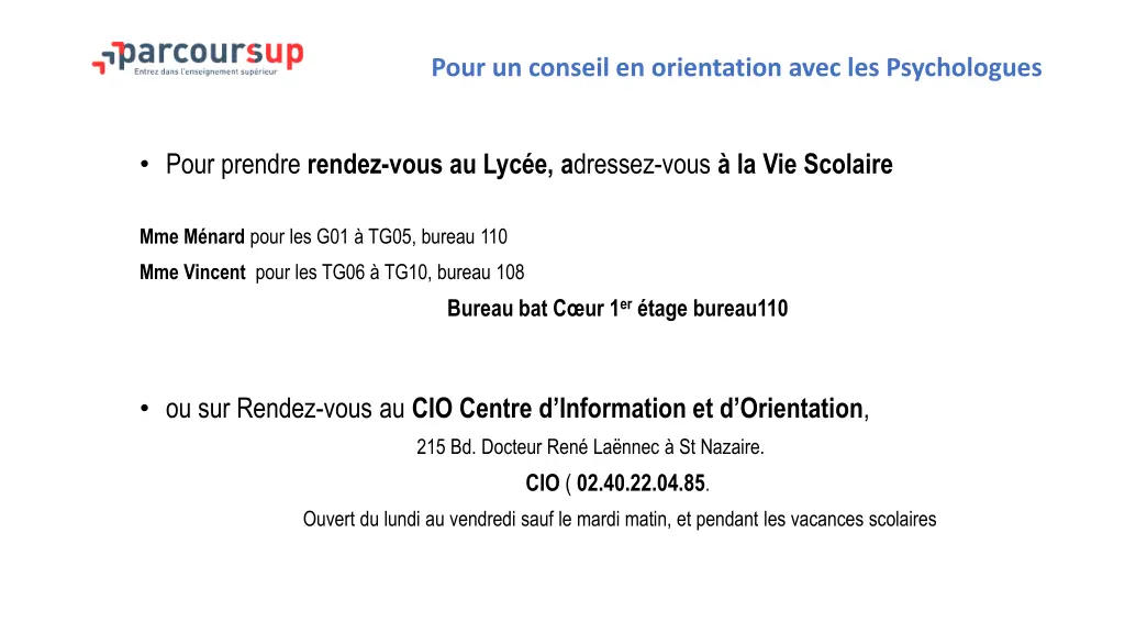 pour un conseil en orientation avec