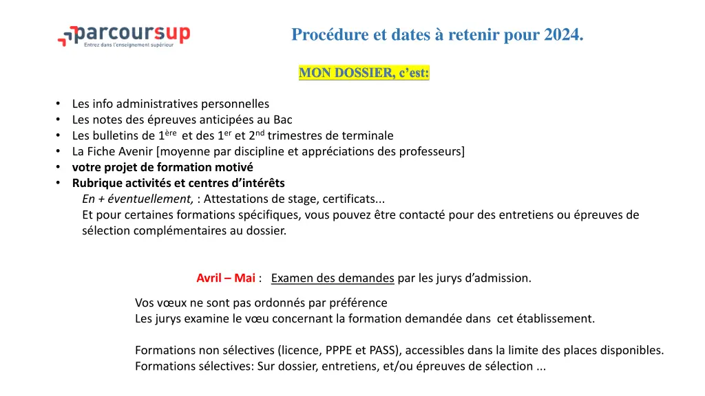proc dure et dates retenir pour 2024 1