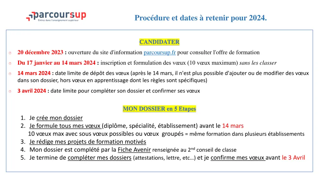proc dure et dates retenir pour 2024