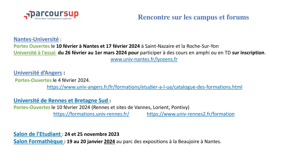 rencontre sur les campus et forums