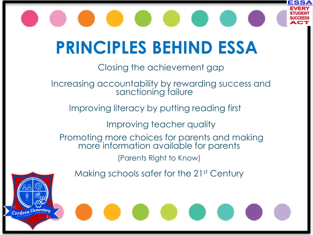 principles behind essa closing the achievement gap