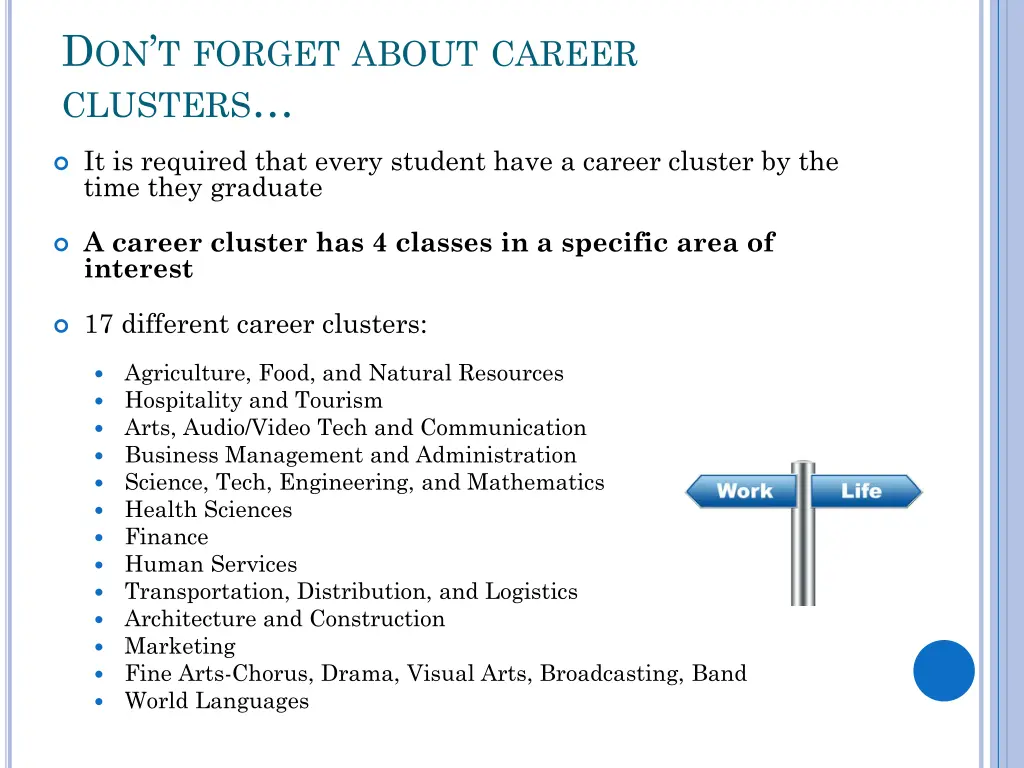 d on t forget about career clusters