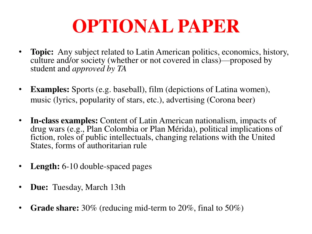 optional paper
