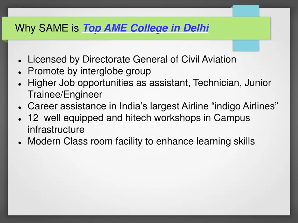 why same is top ame college in delhi