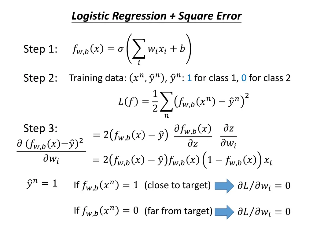 logistic regression square error