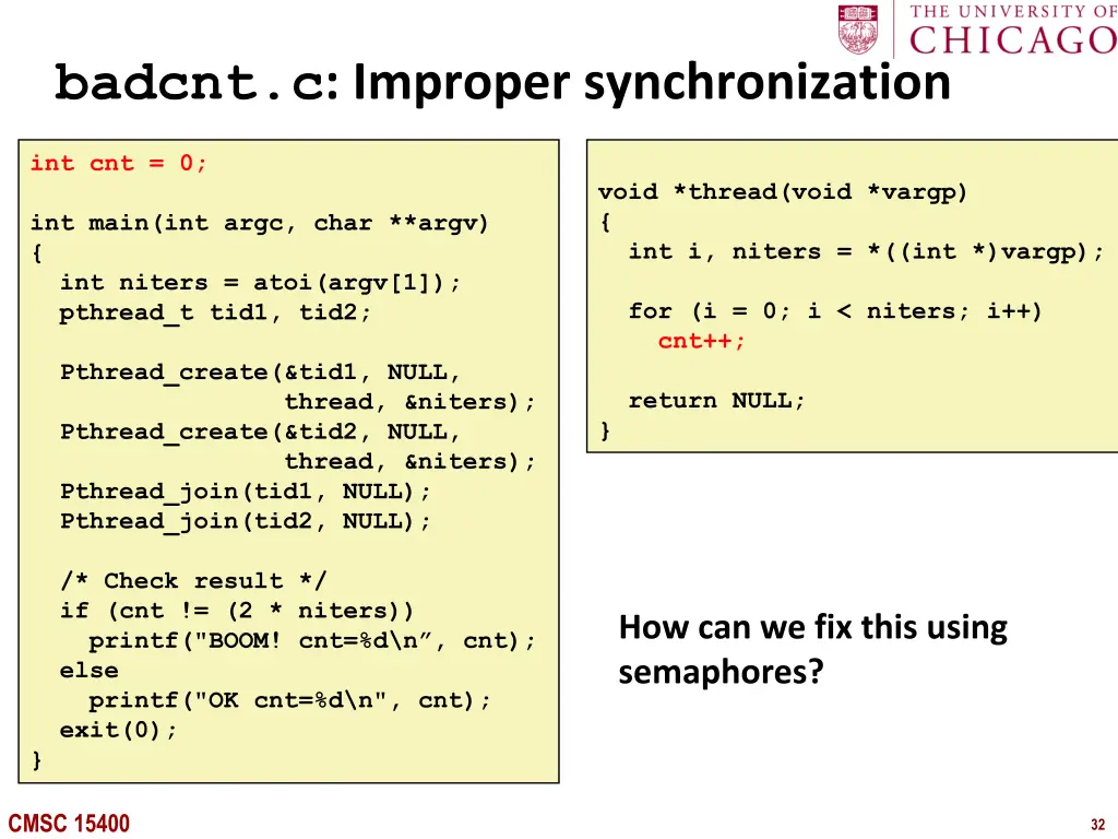 badcnt c improper synchronization