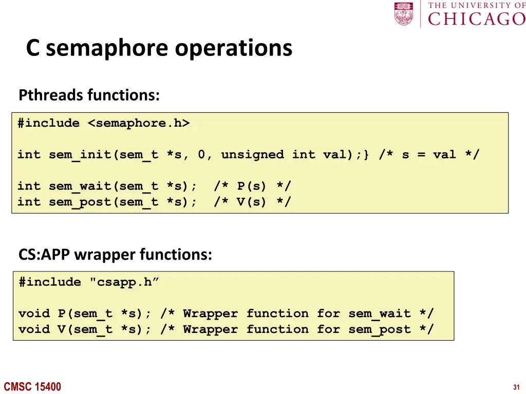 c semaphore operations