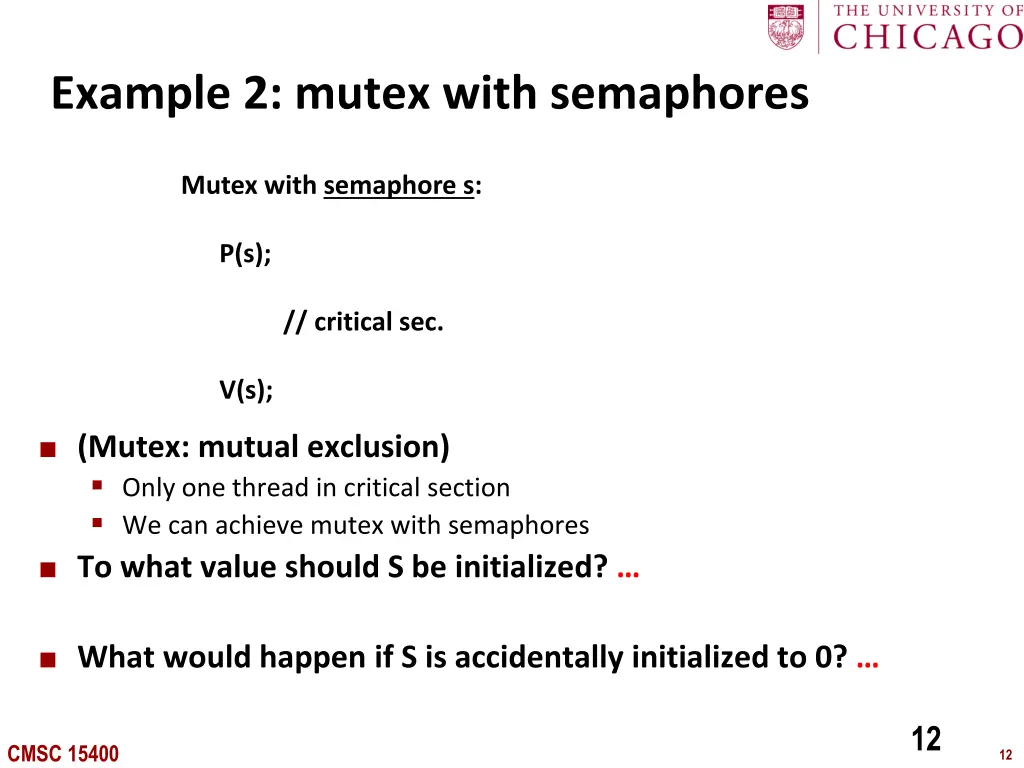 example 2 mutex with semaphores