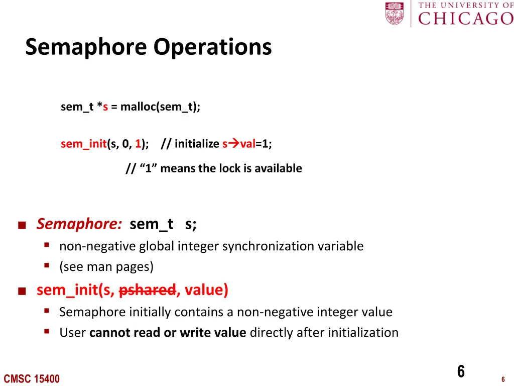 semaphore operations
