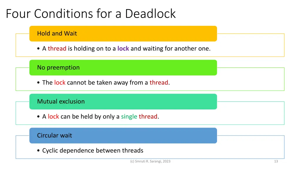 four conditions for a deadlock