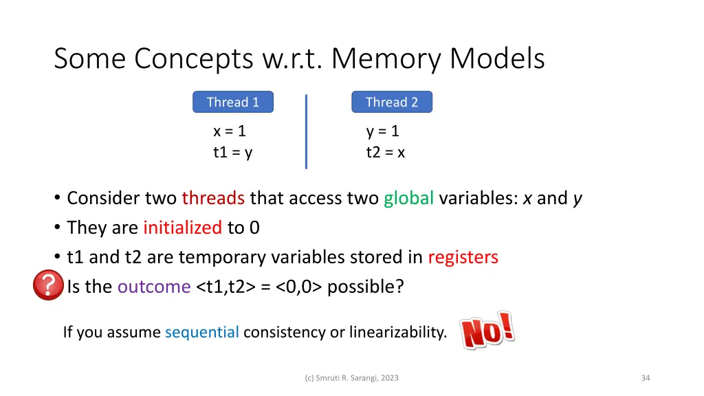 some concepts w r t memory models