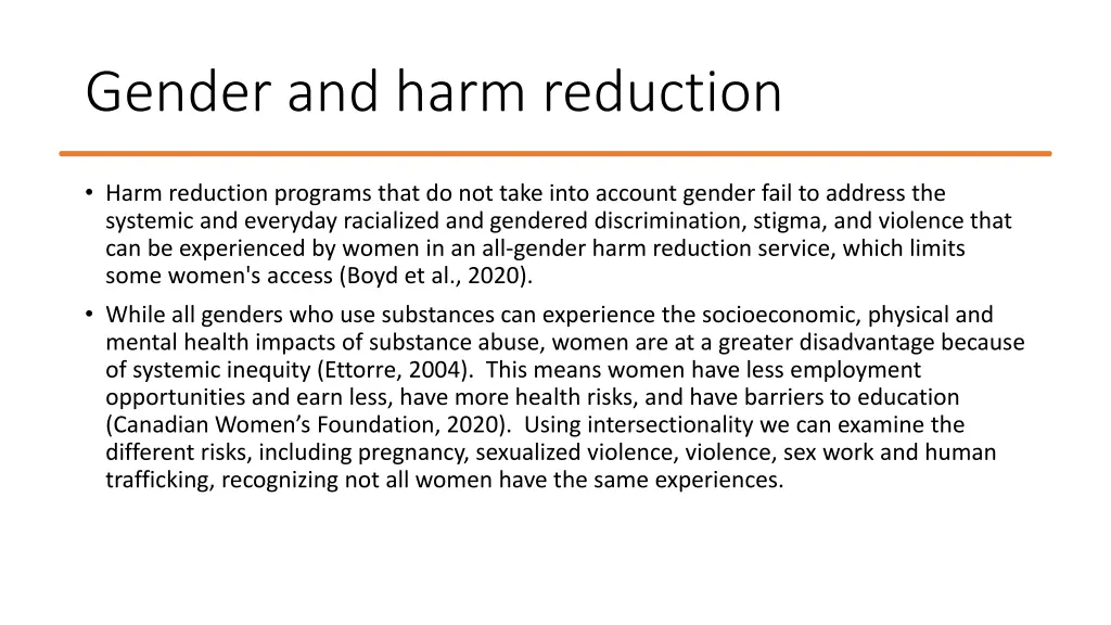 gender and harm reduction