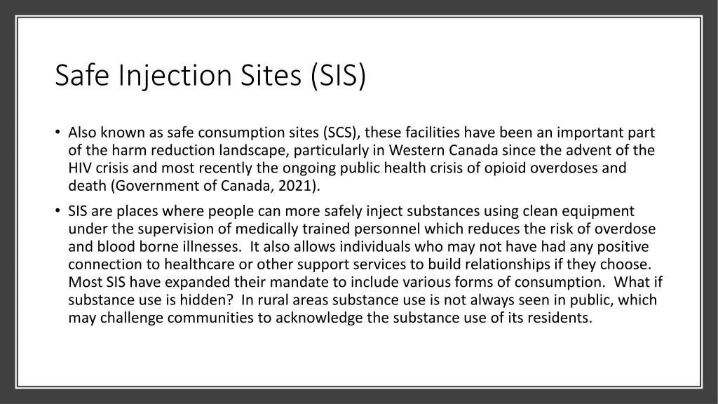 safe injection sites sis