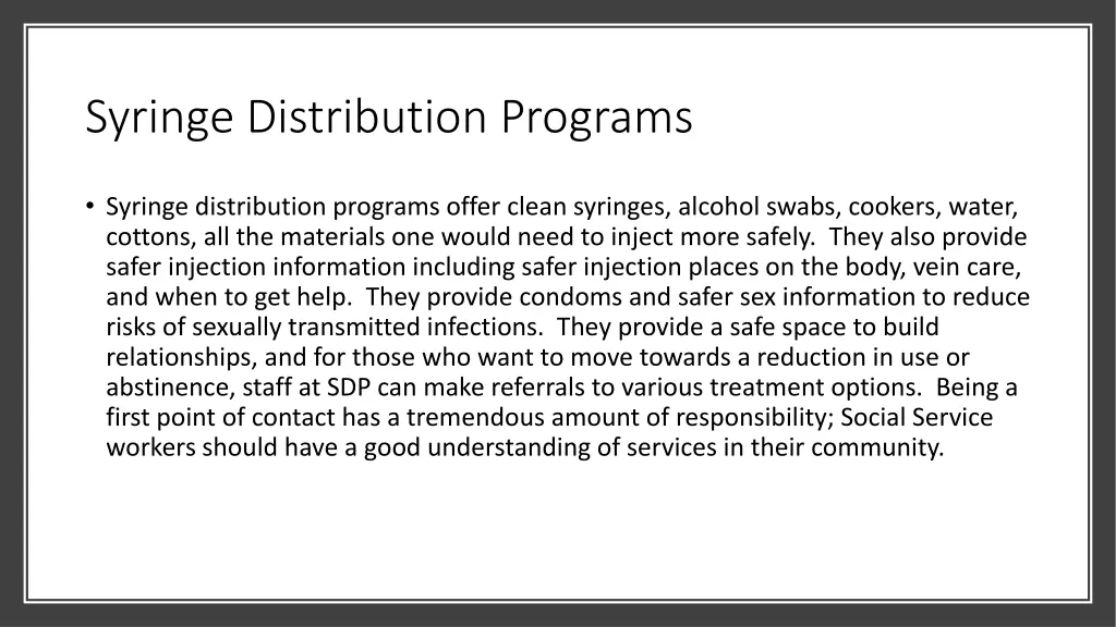 syringe distribution programs