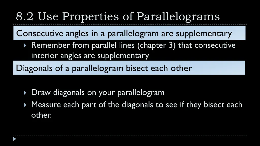 8 2 use properties of parallelograms consecutive