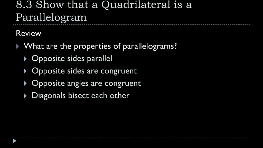 8 3 show that a quadrilateral is a parallelogram