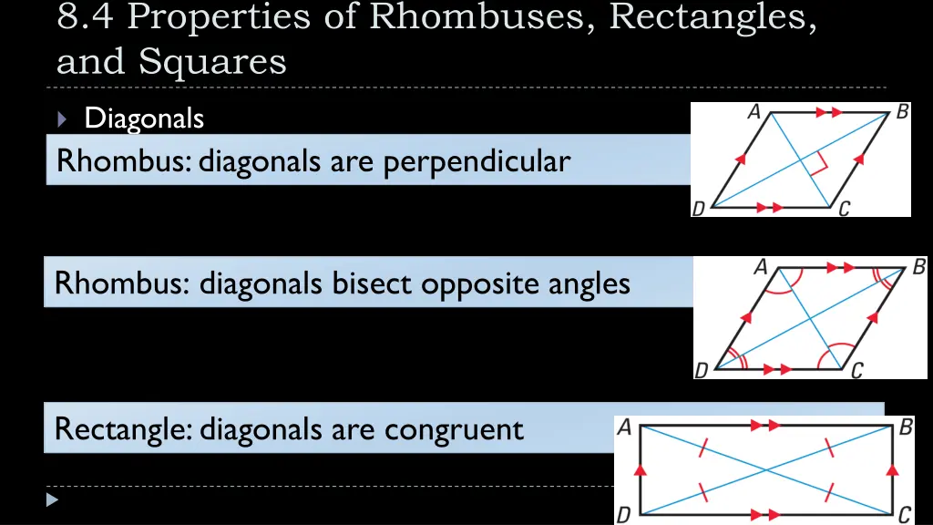 8 4 properties of rhombuses rectangles and squares 3