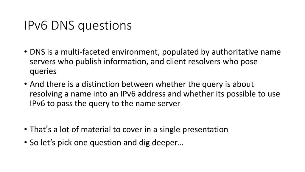 ipv6 dns questions