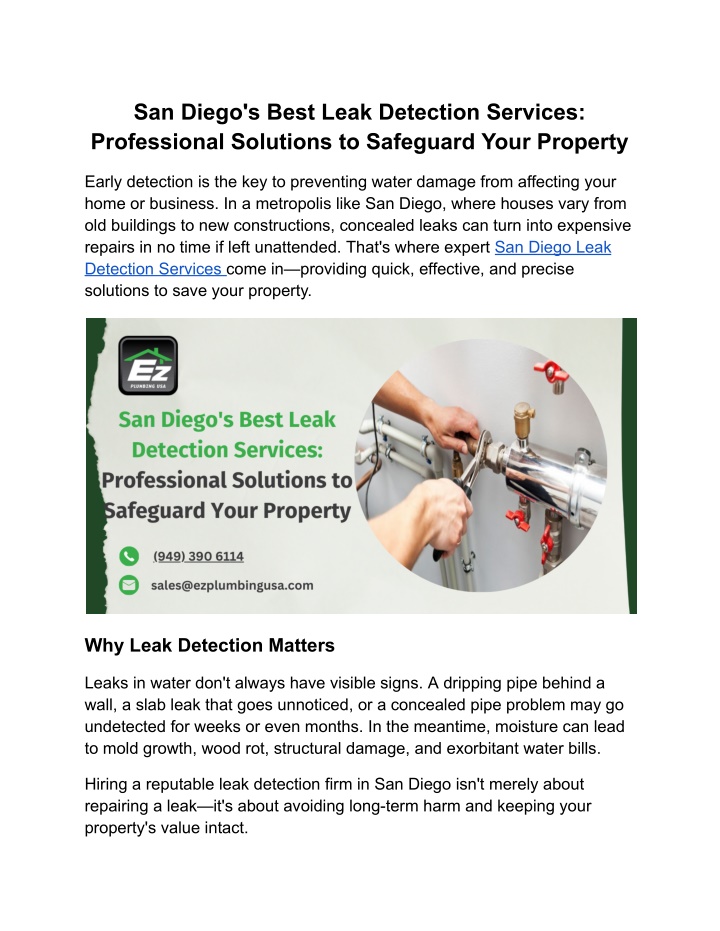 san diego s best leak detection services