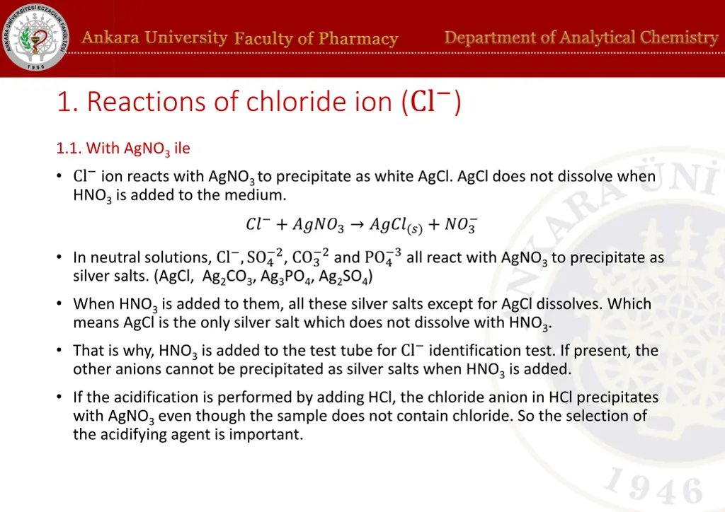 1 reactions of chloride ion cl