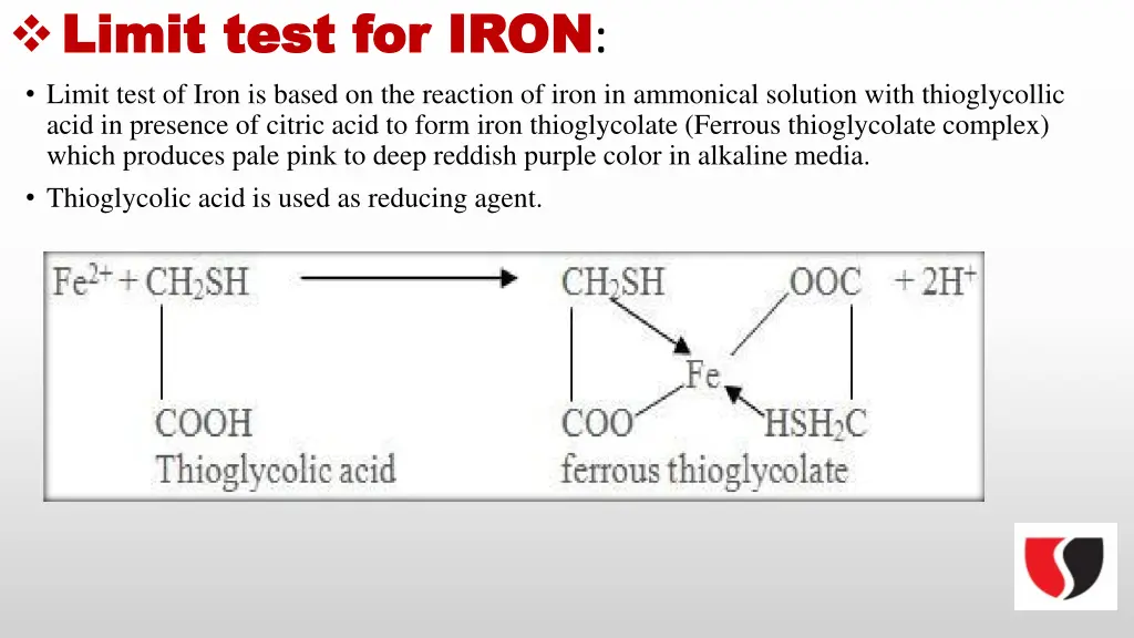 limit test for iron limit test for iron limit