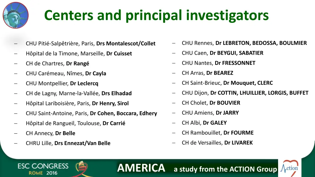 centers and principal investigators
