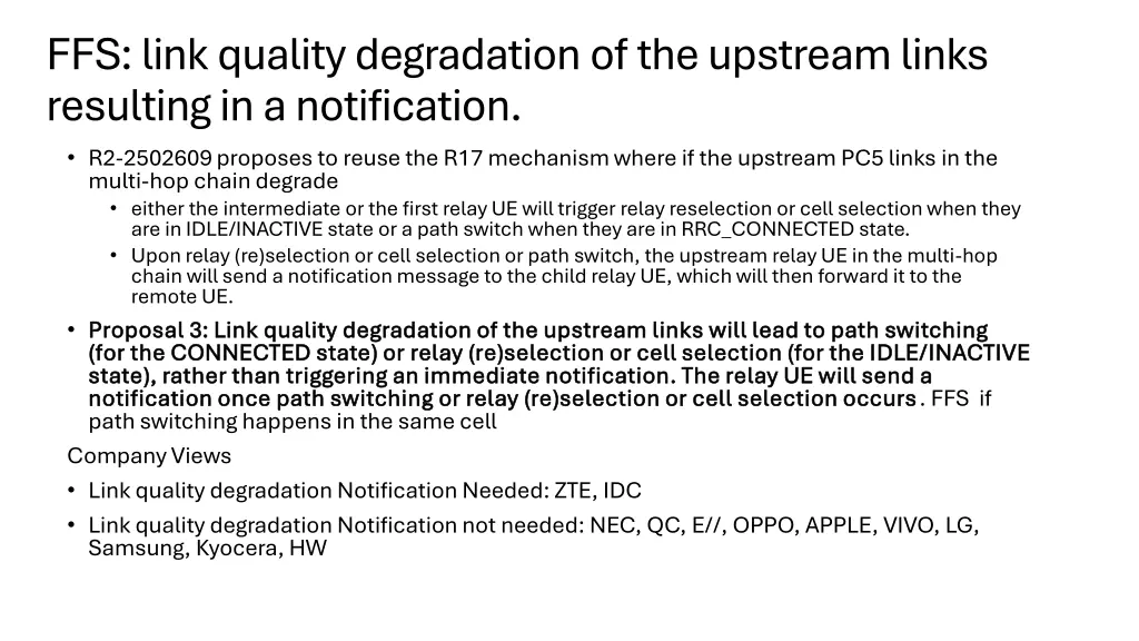 ffs link quality degradation of the upstream