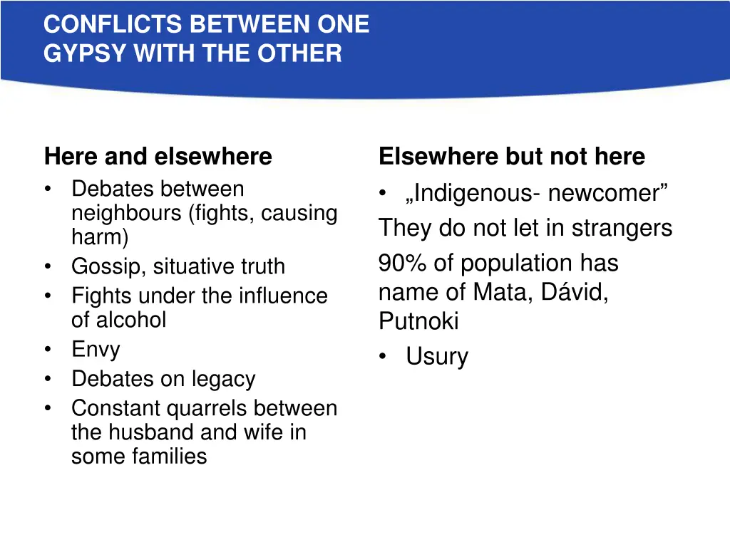 conflicts between one gypsy with the other