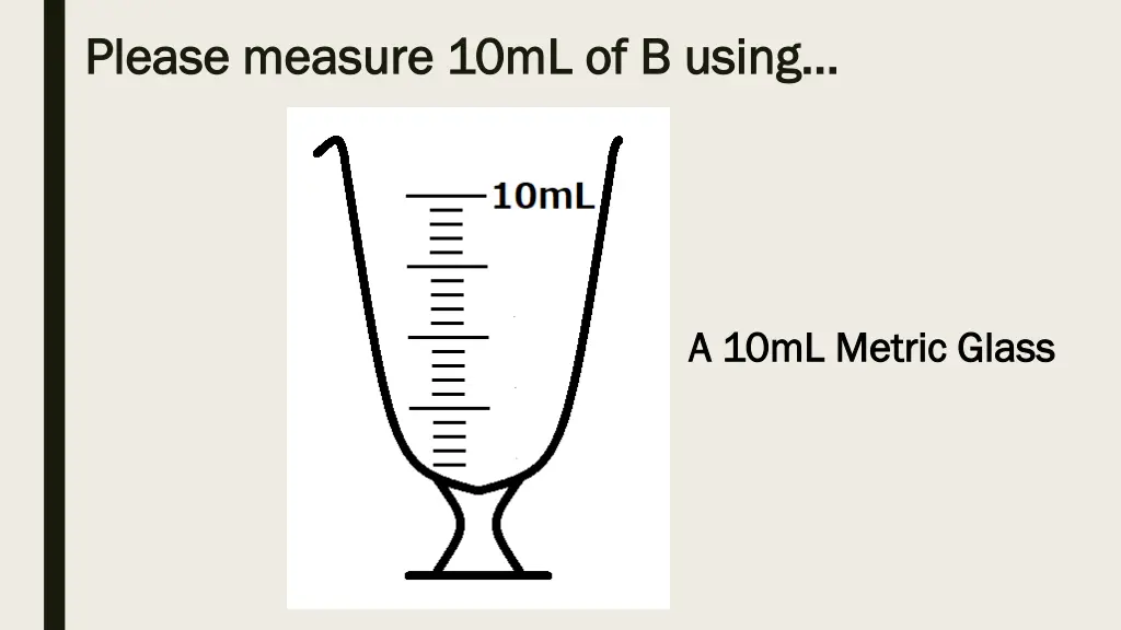 please measure 10ml of b using please measure