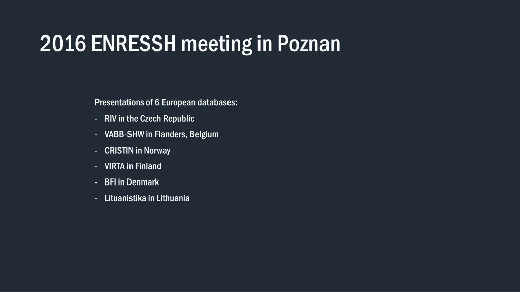2016 enressh meeting in poznan