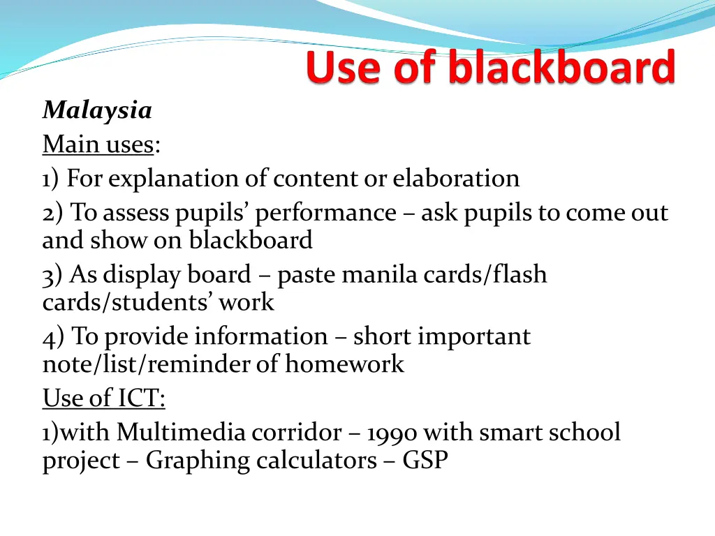 malaysia main uses 1 for explanation of content