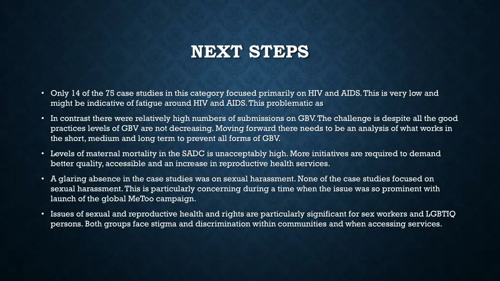 next steps