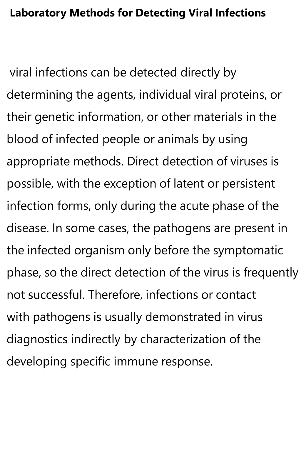 laboratory methods for detecting viral infections