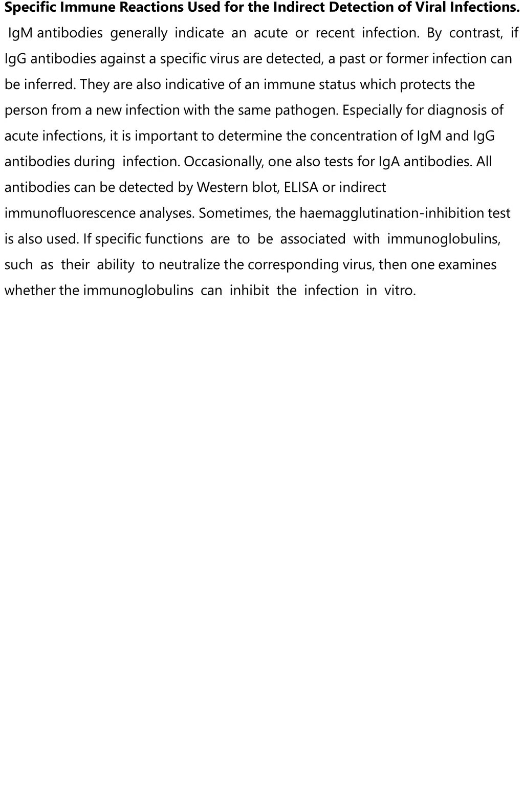 specific immune reactions used for the indirect