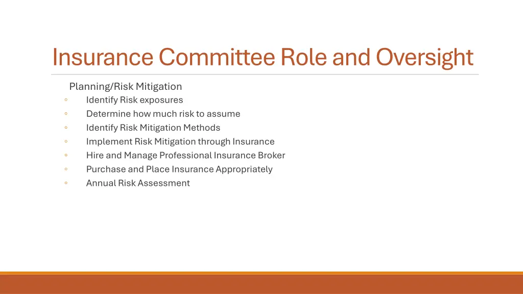 insurance committee role and oversight