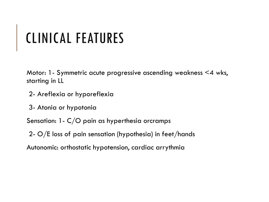 clinical features