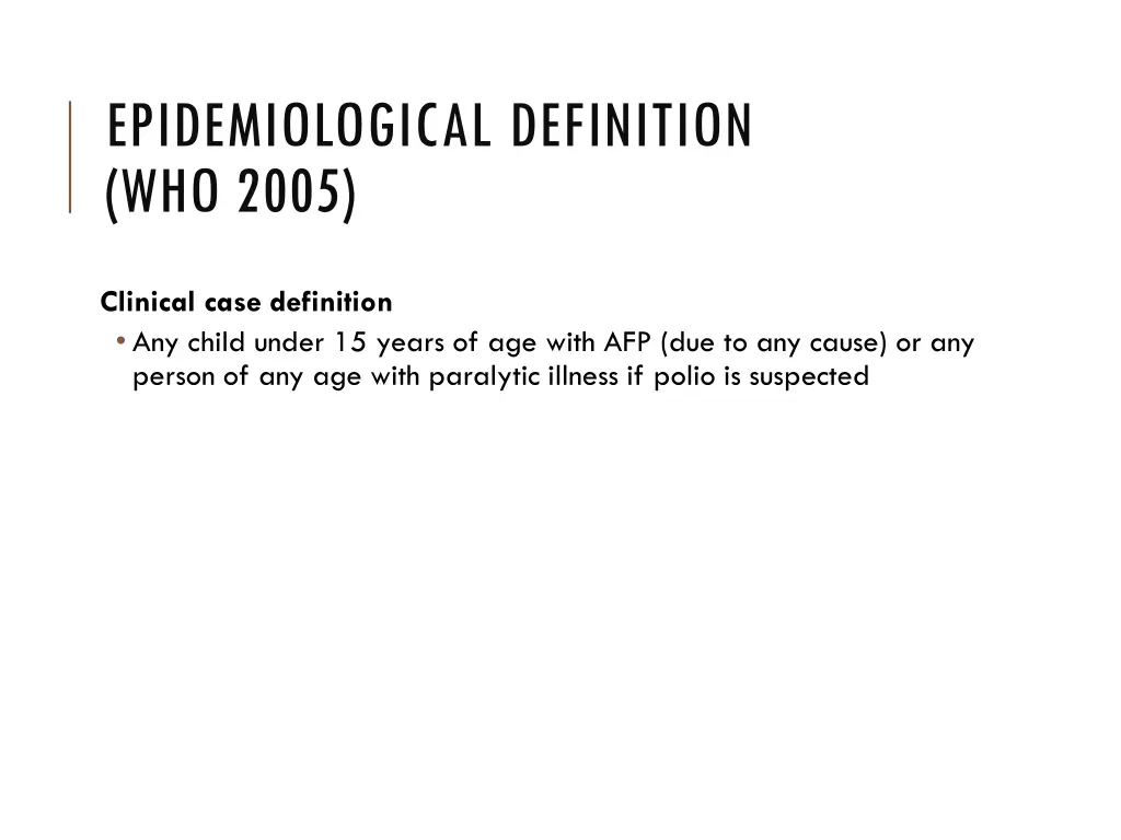 epidemiological definition who 2005