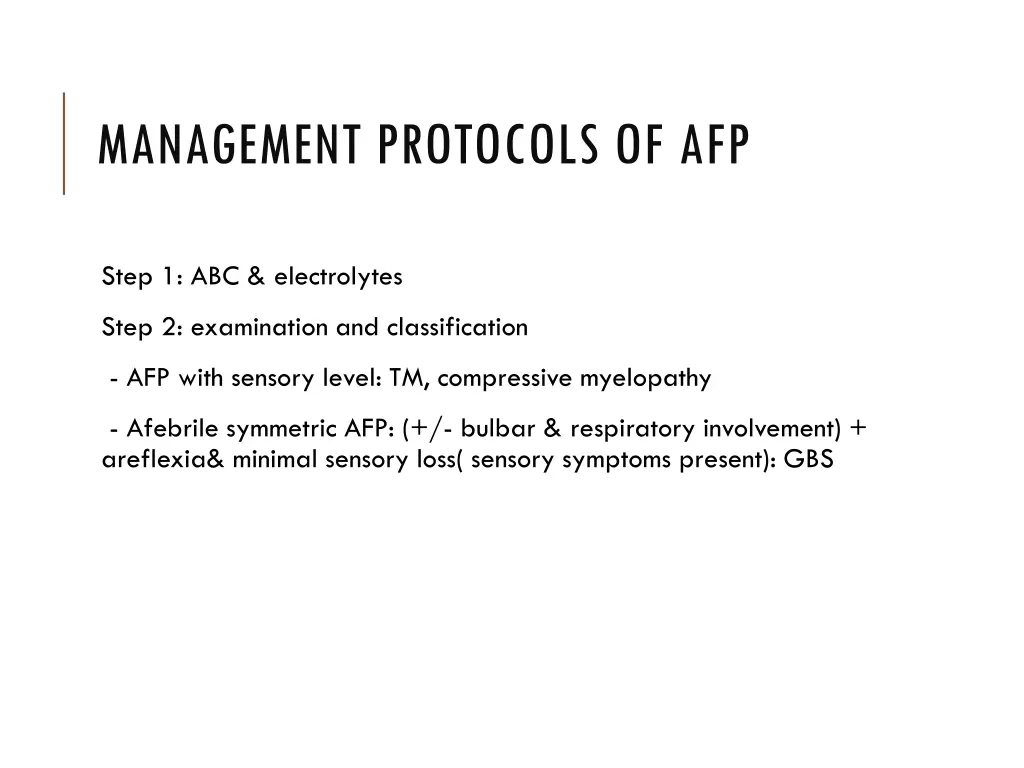 management protocols of afp
