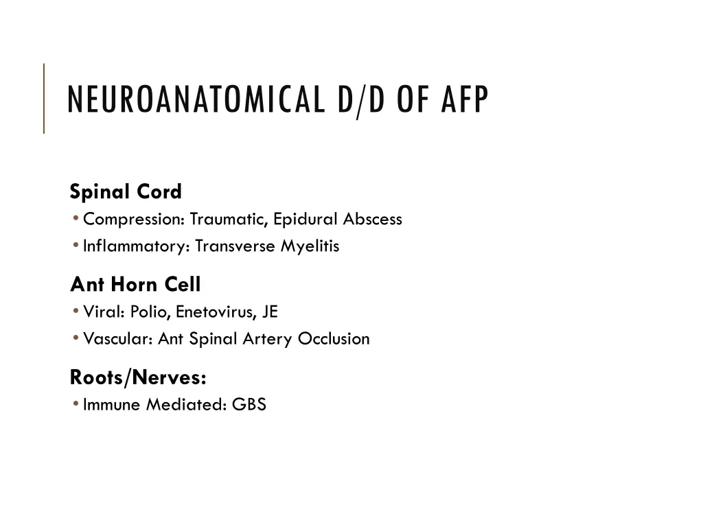 neuroanatomical d d of afp
