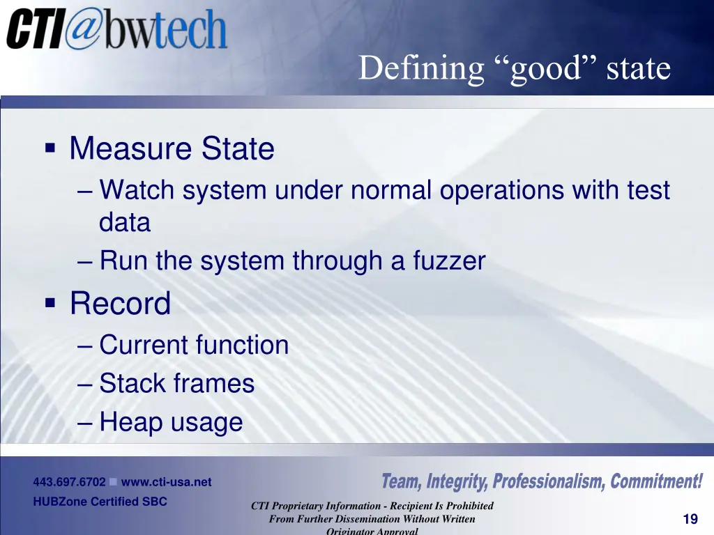 defining good state