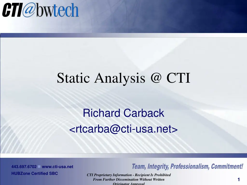 static analysis @ cti