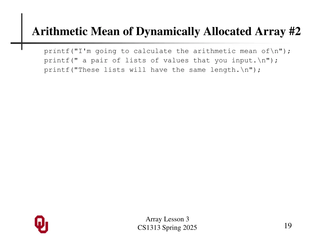 arithmetic mean of dynamically allocated array 2