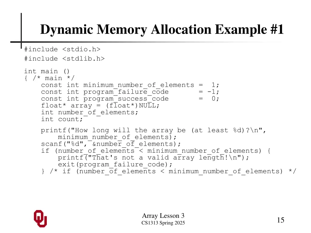 dynamic memory allocation example 1