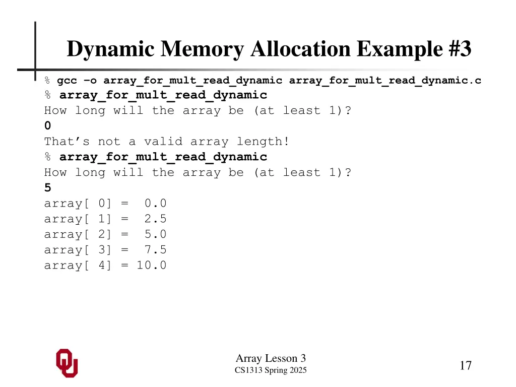 dynamic memory allocation example 3