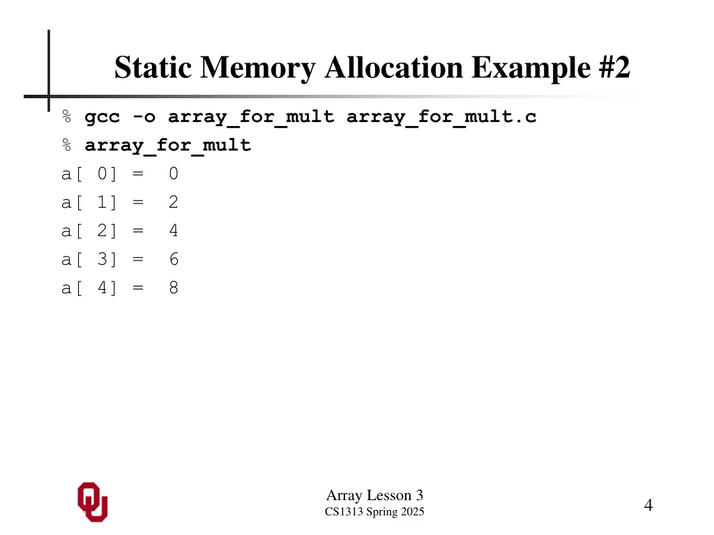 static memory allocation example 2