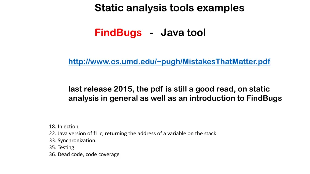 static analysis tools examples