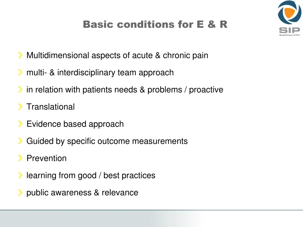 basic conditions for e r