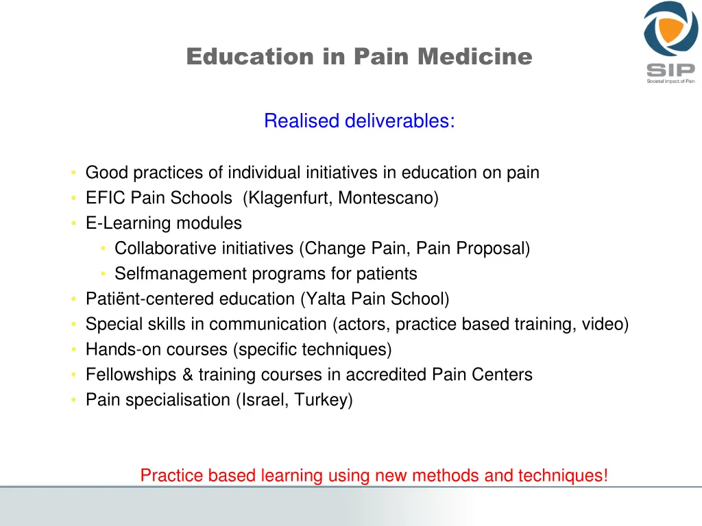 education in pain medicine
